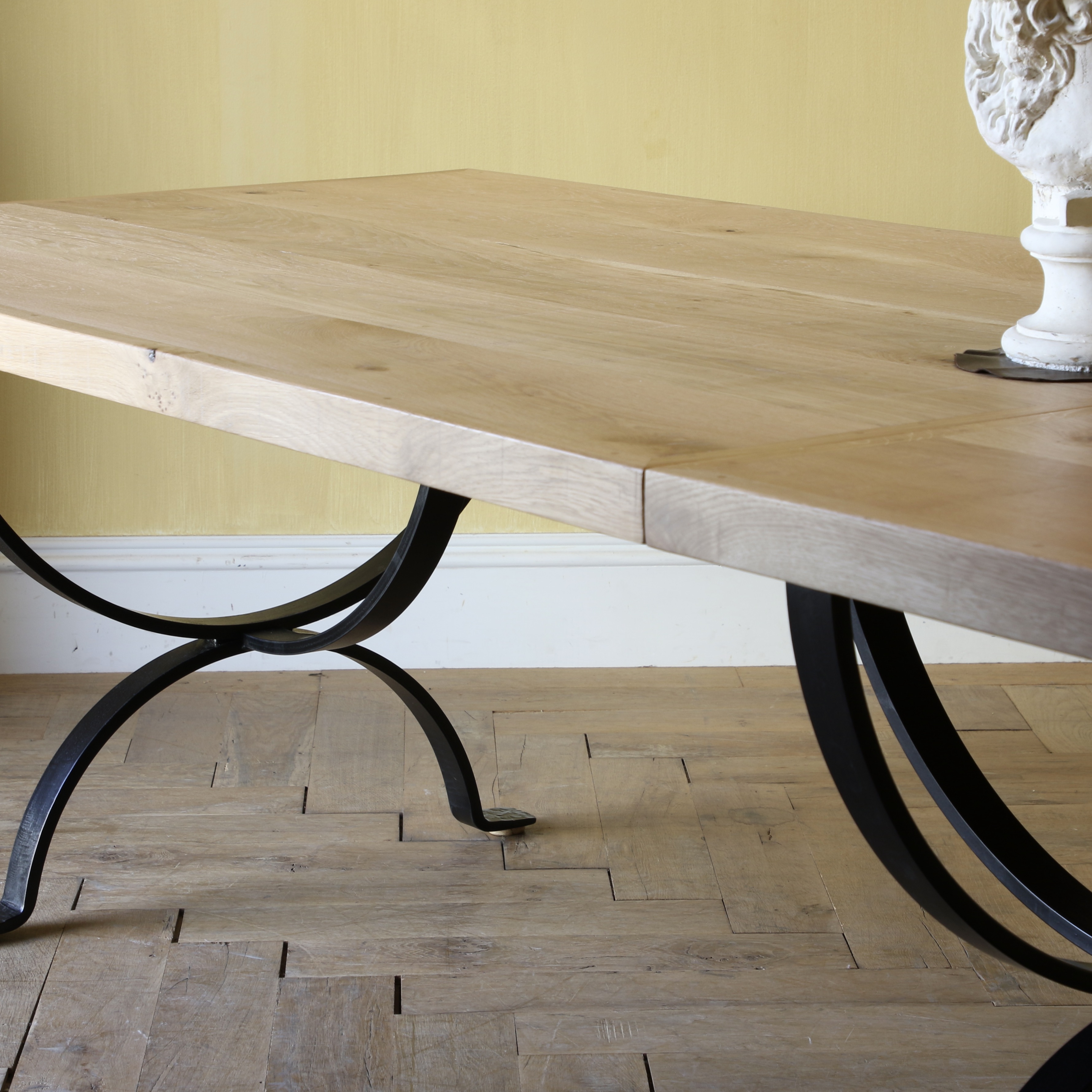 Refectory Table with Forged Iron Base